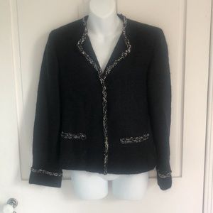 Unique Handwoven Black Jacket in Wool Mohair by Elisabeth Jonsson Brown  Size 6